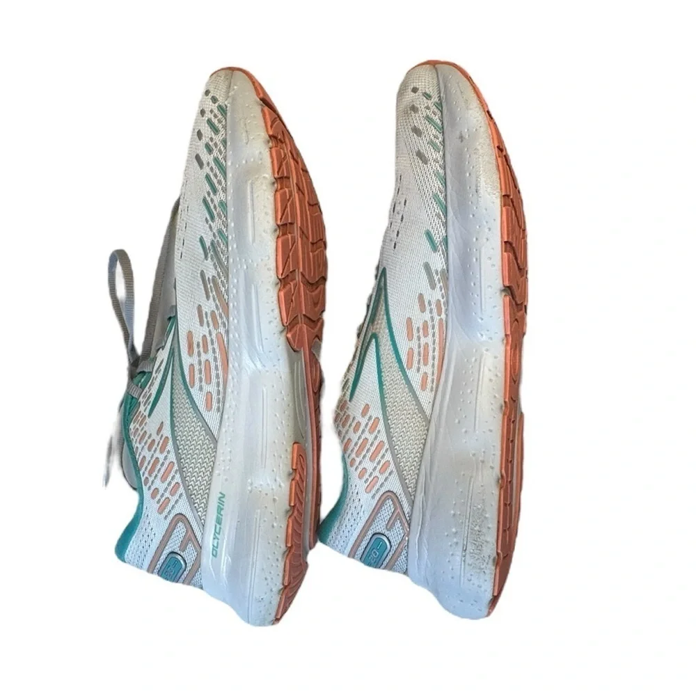Brooks Glycerin 20 Running Shoes Womens 10.5 Gray Teal Cushioned Neutral Trainer